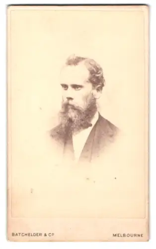 Fotografie Batchelder & Co, Melbourne, Collins St 41, Porträt eines bärtigen Mannes
