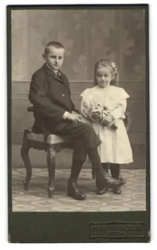 Fotografie Hugo Schröder, Zittau, Milchstrasse 7, Zwei Kinder im Portrait