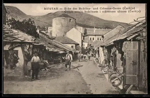 AK Mostar, Ecke der Bascina und Crkvena Gasse