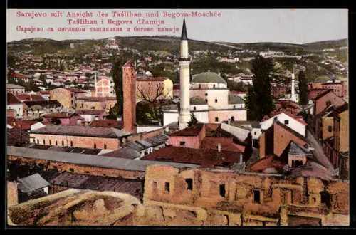 AK Sarajewo, Ortsansicht mit Taslihan & Begova Moschee