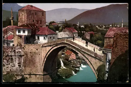 AK Mostar, Römerbrücke mit den Radobolja-Wasserfällen