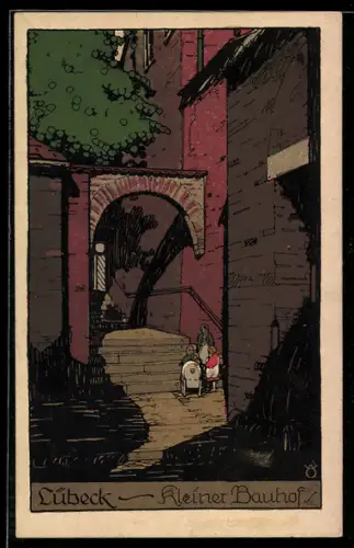 Steindruck-AK Lübeck, Kleiner Bauhof