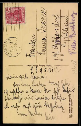 Steindruck-AK Lübeck, Rathaus mit Renaissancetreppe