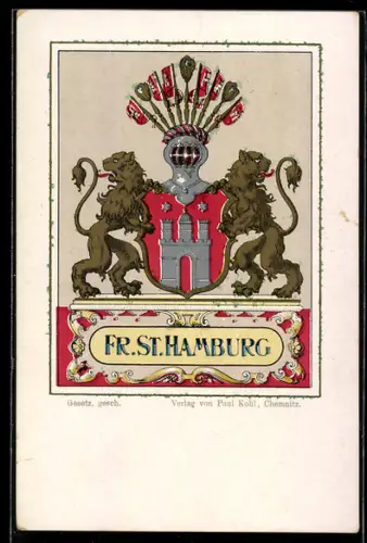 AK Hamburg, Stadtwappen mit Löwen