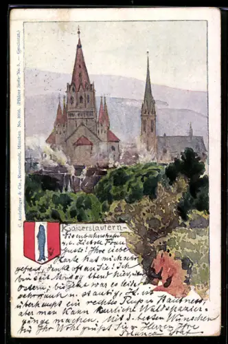 AK Kaiserslautern, Kirchenansicht mit Dom und Stiftskirche