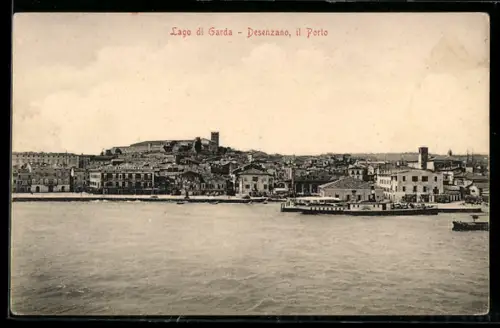 AK Desenzano, Dampfer bei der Hafeneinfahrt