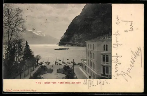 AK Riva, Blick vom Hotel Riva auf den See