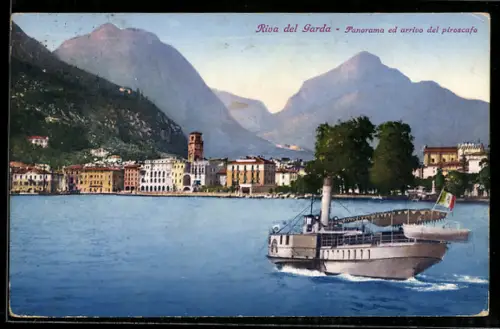 AK Riva del Garda, Panorama ed arrivo del piroscafo