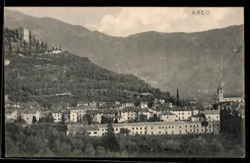 AK Arco, Teilansicht mit Burgruine