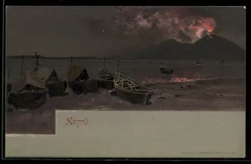 AK Napoli, Partie am Strand, Ruderboote