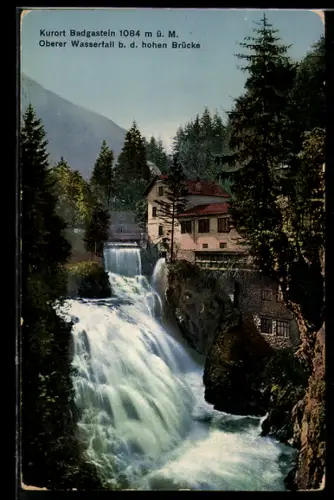 AK Badgastein, Oberer Wasserfall bei der hohen Brücke