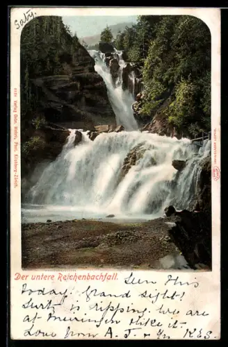 AK Unterer Reichenbachfall, Blick auf den Wasserfall