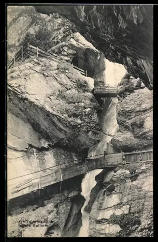 AK Trümmelbach, Untere Galerie mit Wasserfall