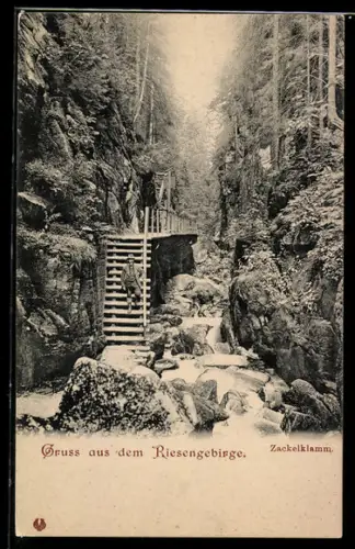 AK Zackelklamm /Riesengebirge, Wasserfall