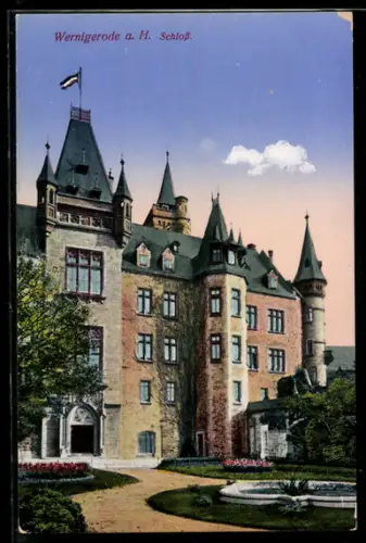 AK Wernigerode a. H., Schloss Wernigerode mit Gartenanlage