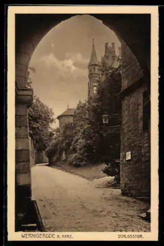 AK Wernigerode a. Harz, Schlosstor von Schloss Wernigerode