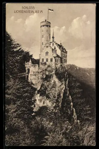 AK Schloss Lichtenstein mit anliegendem Wald