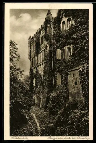 AK Wilhelmshöhe, Burggraben hinter der Löwenburg