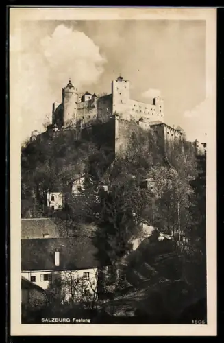 AK Salzburg, Festung Hohensalzburg mit umgebendem Ort