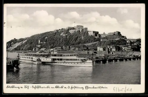 AK Koblenz, Festung Ehrenbreitstein mit Hafenpartie