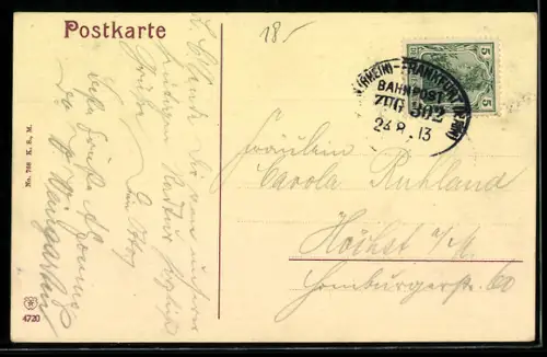 AK Burg Rheinstein mit Flussdampfer