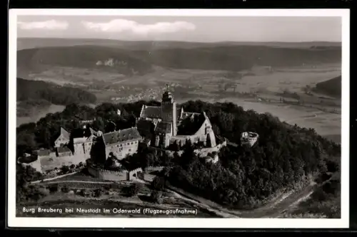 AK Neustadt, Blick auf Burg Breuberg vom Flugzeug aus