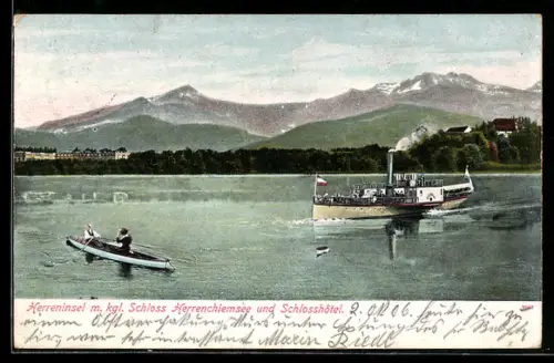 AK Schloss Herrenchiemsee, Schlosshotel und Herreninsel