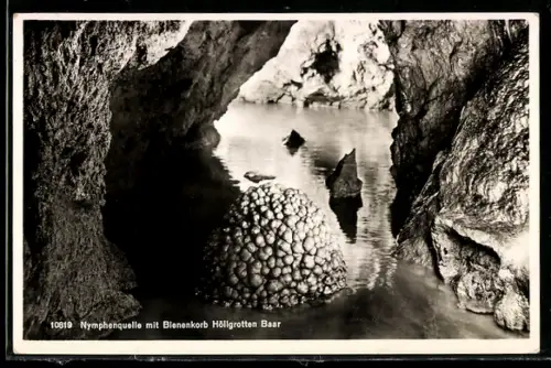 AK Höllgrotten Baar, Nymphenquelle mit Bienenkorb, unterirdischer See