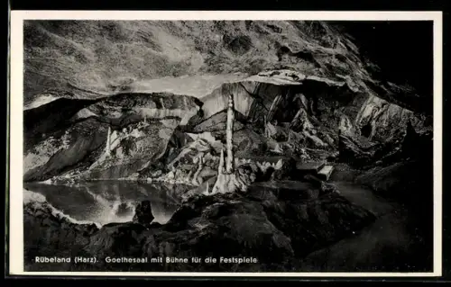 AK Rübeland /Harz, Goethesaal mit Bühne für die Festspiele