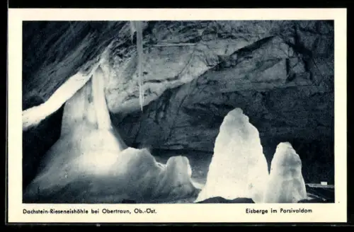 AK Obertraun, Dachstein-Rieseneishöhle, Eisberge im Parsivaldom