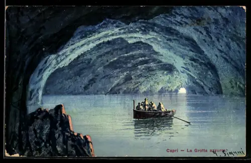 Künstler-AK Capri, La Grotta azzurra