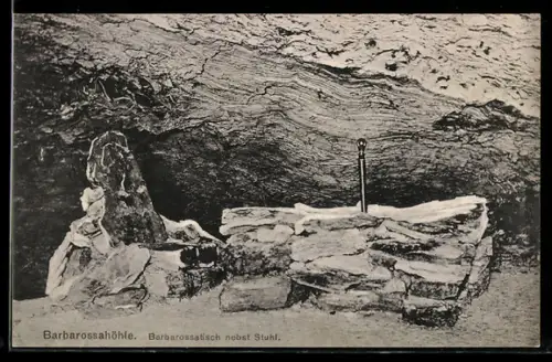 AK Barbarossahöhle, Barbarossatisch nebst Stuhl