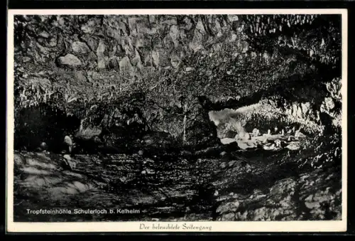 AK Kelheim, Tropfsteinhöhle Schulerloch, Beleuchteter Seitengang