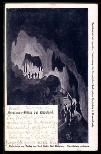 AK Hermanns-Höhle bei Rübeland, Besucher in der Höhle