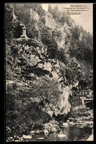 AK Hermannshöhle /Rübeland, Bärendenkmal am Eingang zur Höhle