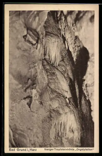 AK Bad Grund i. Harz, Iberger Tropfsteinhöhle, Orgelpfeifen