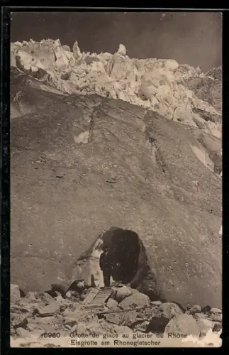 AK Eisgrotte am Rhonegletscher, Blick zum Eingang