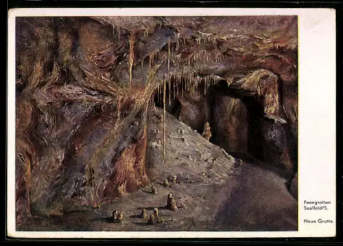 Künstler-AK Feengrotten, Tropfsteinhöhle Neue Grotte