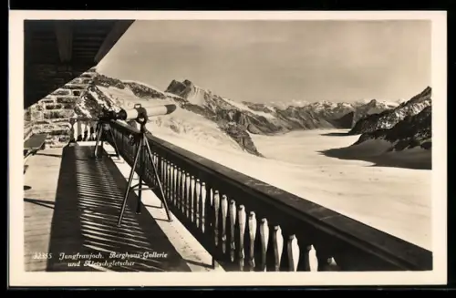 AK Aletschgletscher, Jungfraujoch, Berghaus-Galerie und Aletschgletscher