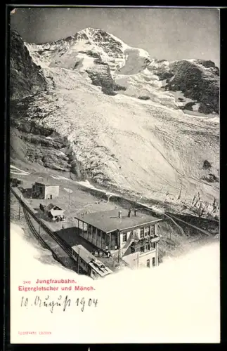 AK Eigergletscher /Jungfraubahn, Gletscher und Mönch