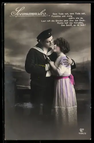 Foto-AK GL Co Nr. 7126/2: Junge Frau mit ihrem geliebten Matrosen