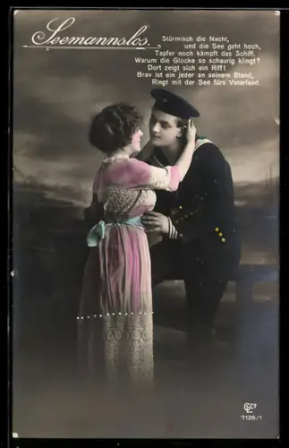 Foto-AK GL Co Nr. 7126: Matrose an einem Zaun mit seiner Geliebten