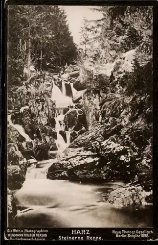 Foto-AK NPG: Steinerne Renne /Harz, Blick zum Wasserfall