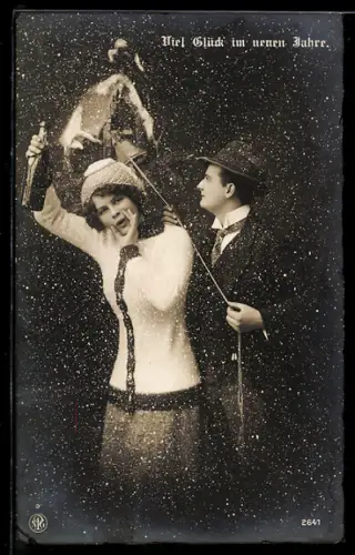 Foto-AK NPG Nr. 2641: Paar feiert neue Jahr