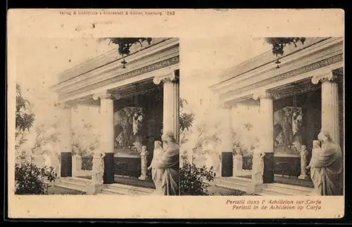 Stereo-AK Corfu, Peristil dans l`Achilleion