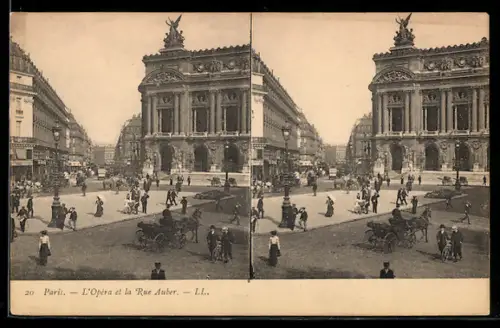 Stereo-AK Paris, L'Opéra et la Rue Auber