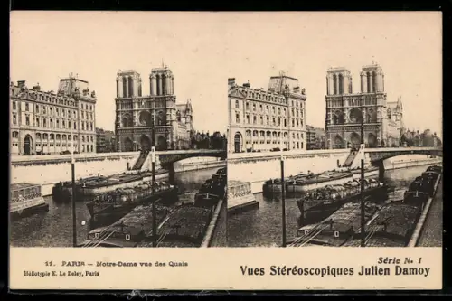 Stereo-AK Paris, Notre-Dame vue des Quais
