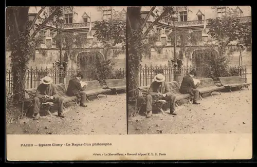Stereo-AK Paris, Square Cluny, Le Repas d`un philosophe
