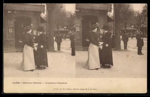 Stereo-AK Paris, Place du Châtelet, Attendant l`Omnibus