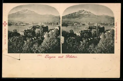 Stereo-AK Luzern, Panorama mit Pilatus